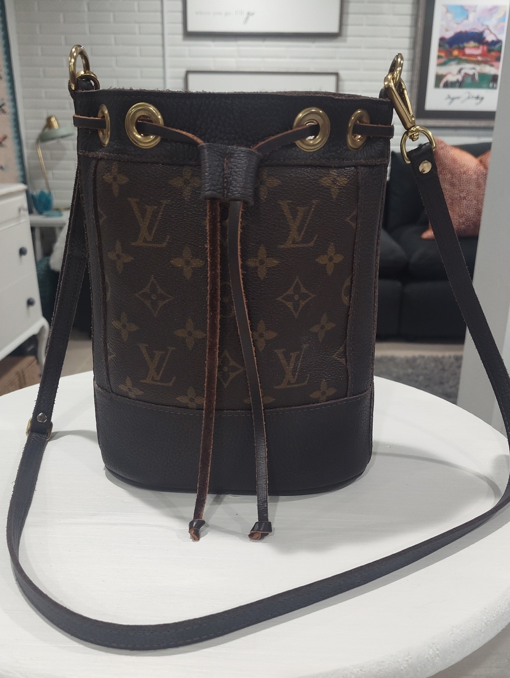 Vintage Boho Roadie Louis Vuitton Monogram Drawstring Bucket Crossbody Bag